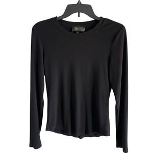 Truth By Republic Ribbed Knit Top Crew Neck Long Sleeve Size L Black Normcore